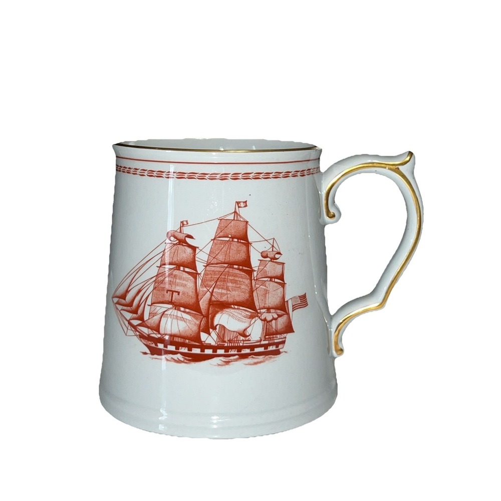 Spode Trade Winds Porcelain Tankard Mug W128 Brig Olive Of Newbury Red England